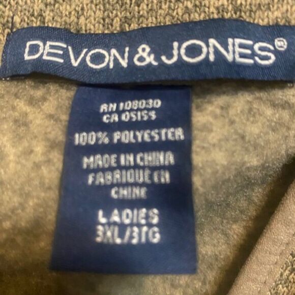 Devon & Jones Khaki Heather Bristol Fleece zip front jacket, size 3XL - Picture 4 of 4